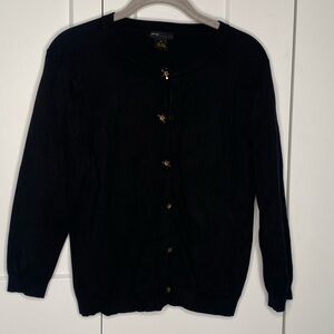 GRACE Elements Floral Jewel Snap Silk Blend Cardigan Sweater Women’s Medium